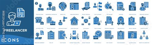 Freelancer icon. Freelance Work, Independent Contractor, Remote Job, Freelancer Profile and Project Proposal