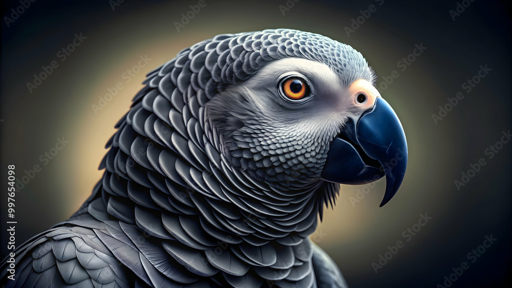 A photo of realistic-looking Grey Parrots created through artificial intelligence technology A photo of realistic-looking Grey Parrots created through artificial intelligence technology