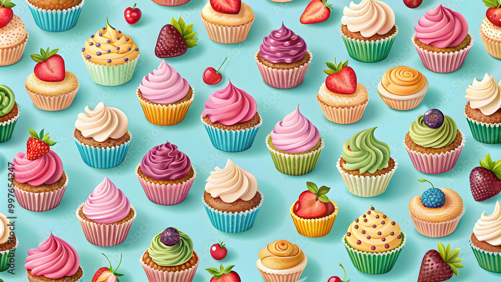 Seamless of cupcakes and other confectionery for background design , cupcakes, confectionery, seamless pattern, background Seamless of cupcakes and other confectionery for background design , cupcakes, confectionery, seamless pattern, background