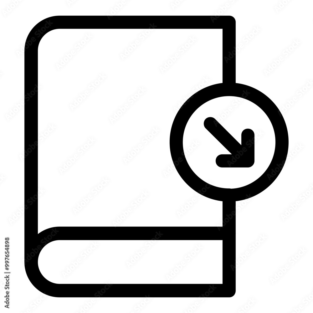 Book Arrow Down Outline Icon. Simple Magazine Illustration Vector. Book Arrow Down Outline Icon. Simple Magazine Illustration Vector.