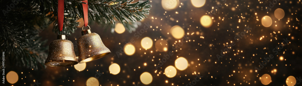 Sleigh bells adorned with a vibrant red ribbon, festive charm, holiday spirit, jingle sounds, seasonal decorations, cheerful ambiance. Sleigh bells adorned with a vibrant red ribbon, festive charm, holiday spirit, jingle sounds, seasonal decorations, cheerful ambiance.