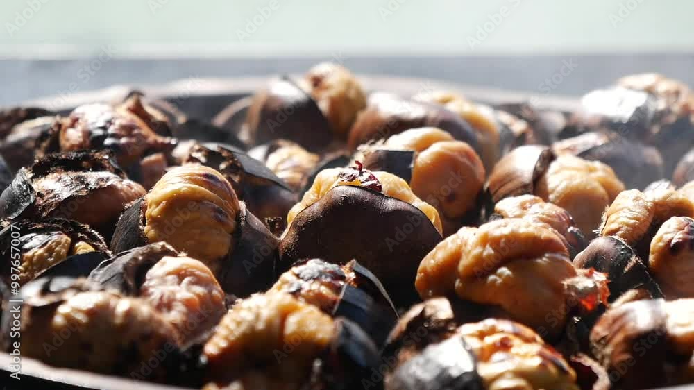 traditional Istanbul street food grilled chestnuts in a row traditional Istanbul street food grilled chestnuts in a row