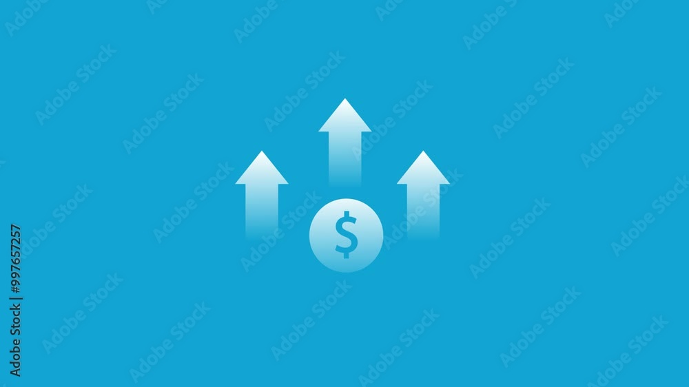 Dollar rate increase icon animation . Money symbol with stretching arrow up. Rising prices. Business cost sale icon. Dollar rate increase icon animation . Money symbol with stretching arrow up. Rising prices. Business cost sale icon.