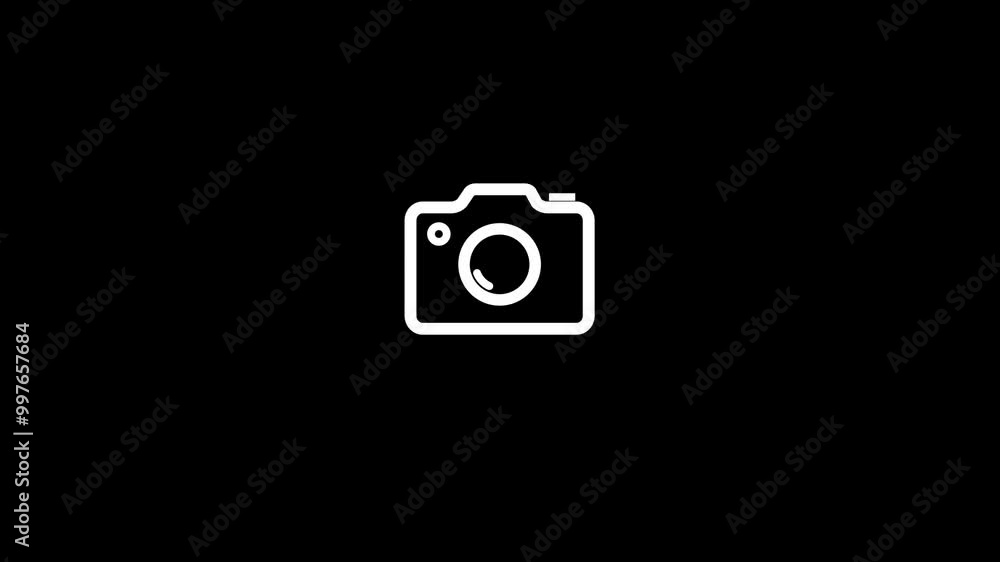 4K animated linear minimalistic camera icon animation. camera icon. loop animation. 4K animated linear minimalistic camera icon animation. camera icon. loop animation.