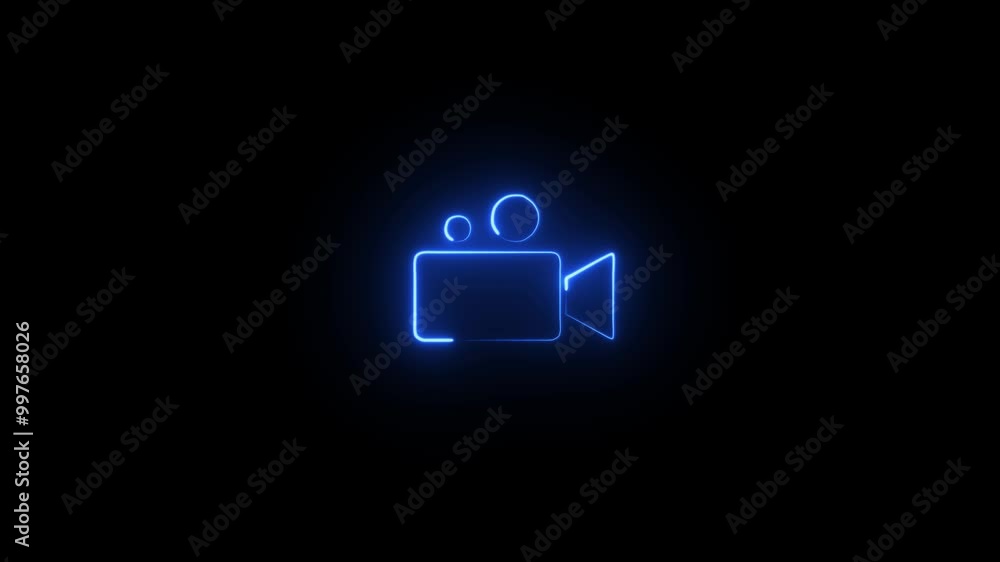 neon glowing video camera icon animation.glow light camera icon neon glowing video camera icon animation.glow light camera icon