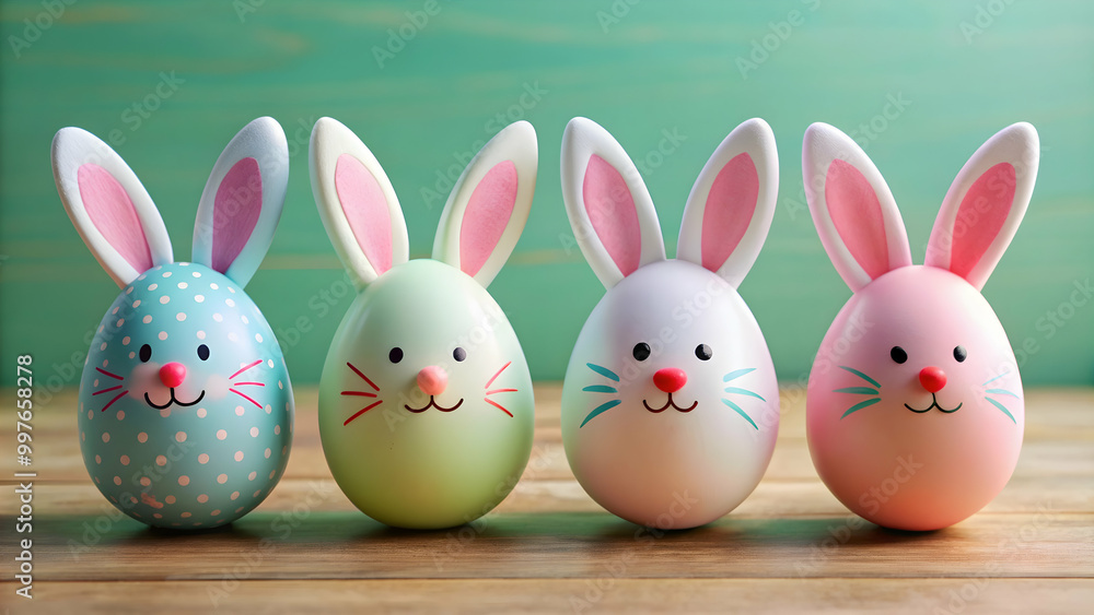 Bunny-shaped Easter eggs perfect for a festive holiday celebration, Easter, eggs, bunny, spring, colorful, decorations Bunny-shaped Easter eggs perfect for a festive holiday celebration, Easter, eggs, bunny, spring, colorful, decorations