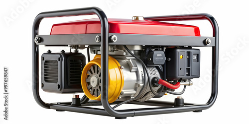 Big modern portable gasoline generator isolated on a white background, generator, power, electricity, machines, energy