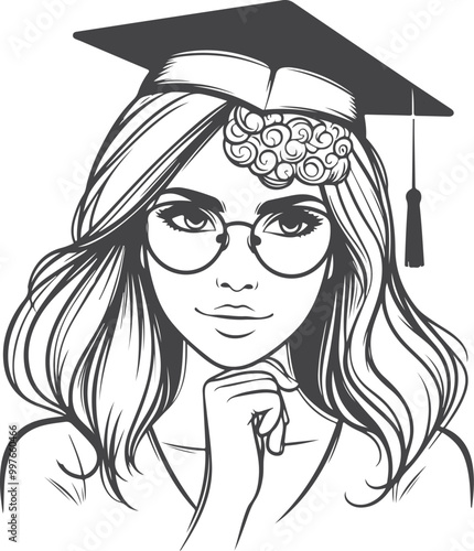 Beautiful modern girls' silhouette vector design.