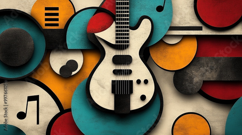 Guitar pop art - Generative AI photo