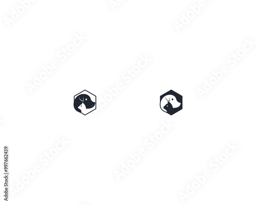 Dog and cat logo design template vector, line of pet logo design suitable for pet shop, store, caffe, business, hotel, veterinary clinic, Domestic animals vector illustration logotype, sign, symbol.