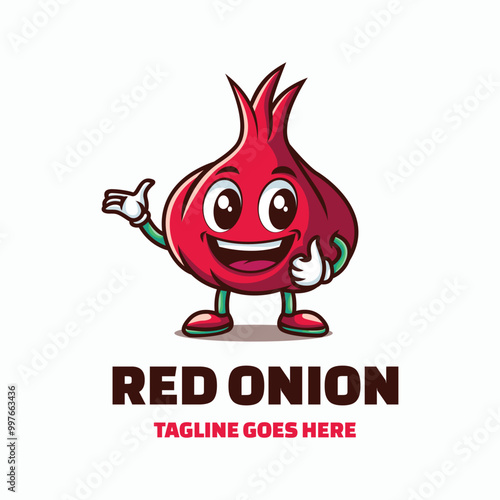 Vector Logo Illustration Red Onion Mascot Cartoon Style