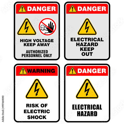 Warning, Risk electric shock, sign vector