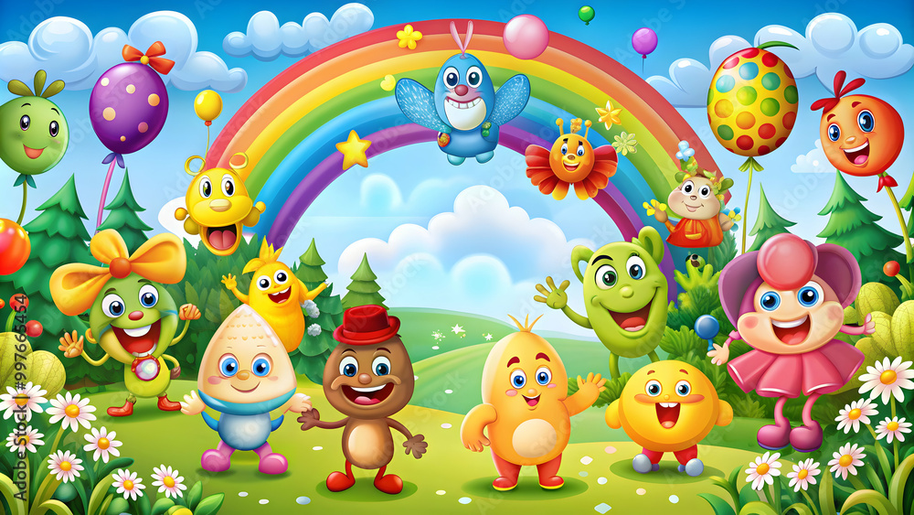 Colorful and funny cartoon characters in a whimsical scene, cartoon, animation, funny, colorful, characters, humorous Colorful and funny cartoon characters in a whimsical scene, cartoon, animation, funny, colorful, characters, humorous