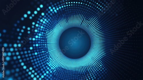 Abstract Blue Dot Pattern Forming a Swirling Tunnel