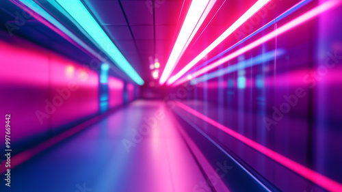 Wallpaper Mural Colorful neon lights illuminate a modern urban passageway in vibrant hues at night Torontodigital.ca