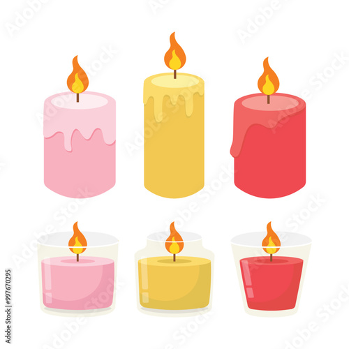 Colorful Scented Candle Vector Illustration