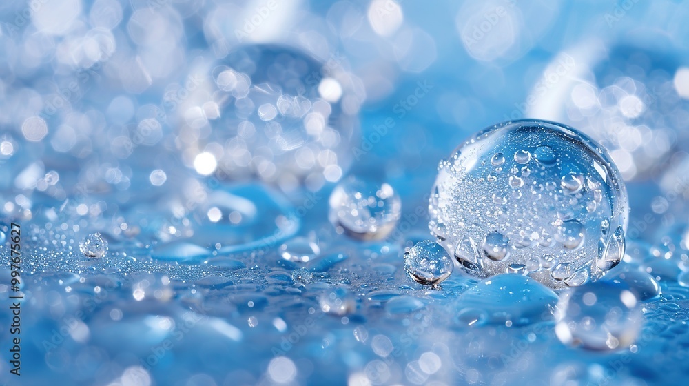 Bubbles in water on a blue background. Close-up Bubbles in water on a blue background. Close-up