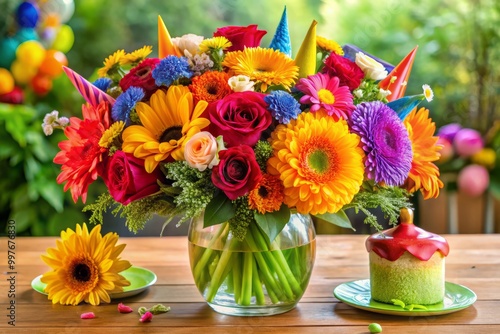 Wallpaper Mural Radiant and lively flower arrangement, ideal for birthdays and special events, designed to celebrate in style with an Torontodigital.ca