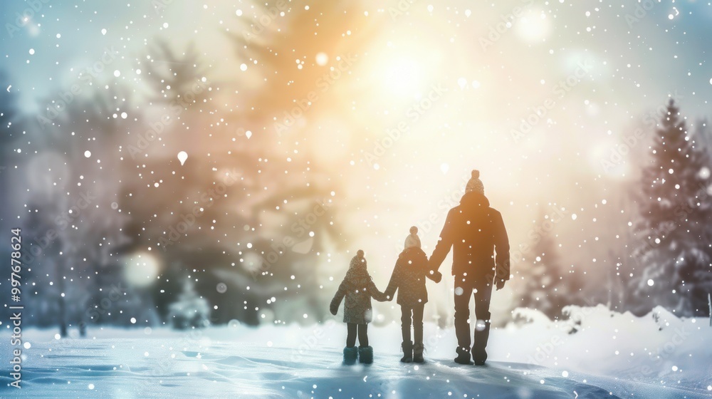 winter with family, nice snow background with kids winter with family, nice snow background with kids
