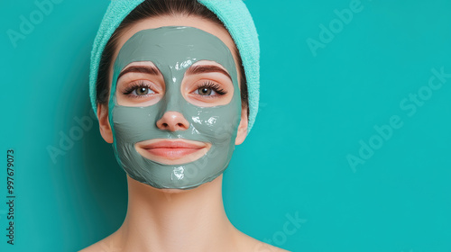 A 3D illustration of a healthy woman applying a clay mask, highlighting skincare beauty rituals. Perfect for wellness and beauty content.