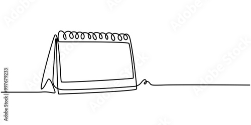Loose-leaf calendar in one continuous line drawing. Symbol of memorable date and event day in simple linear style. Time planer concept in Editable stroke. Loose-leaf calendar in one continuous line