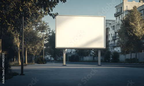 Advertising biilboard mock-up in front of the modern office building