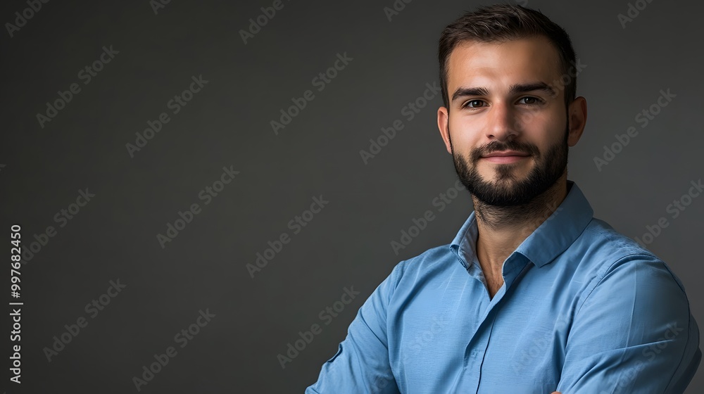 Portrait of a Man with a Beard Wearing a Blue Shirt Portrait of a Man with a Beard Wearing a Blue Shirt