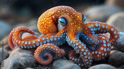 colorful and adorable little octopus illustration photo