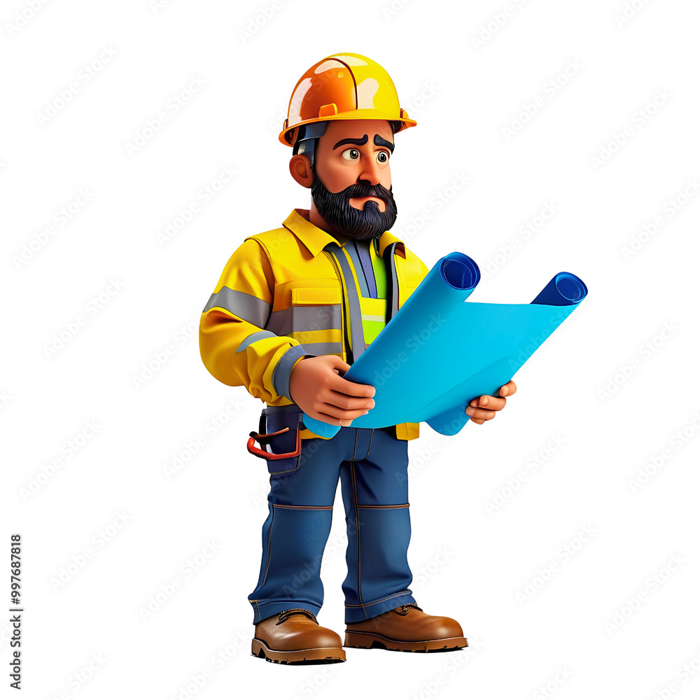 Male Engineer Analyzing Building Plans Male Engineer Analyzing Building Plans