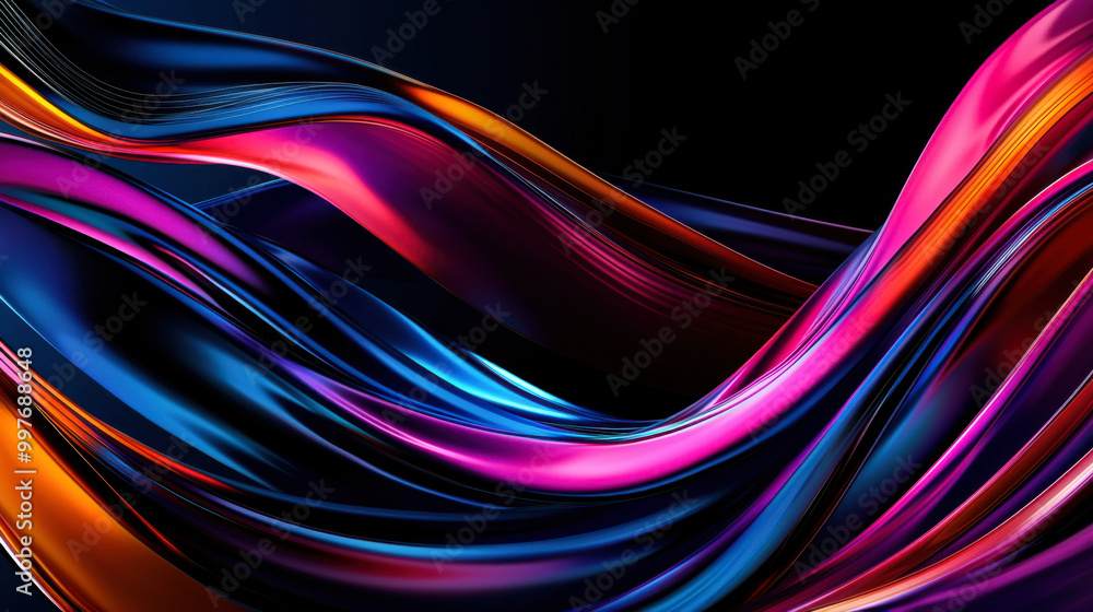 Colorful abstract wave on dark background. Colorful abstract wave on dark background.