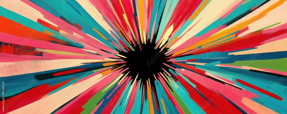 Vibrant explosion of colors radiating from a central point, creating a dynamic and energetic visual effect for artistic expression. Vibrant explosion of colors radiating from a central point, creating a dynamic and energetic visual effect for artistic expression.