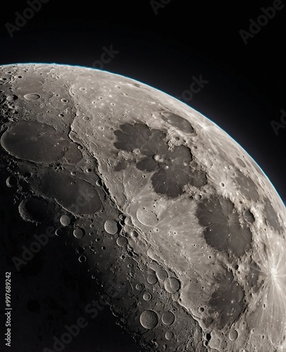 High-quality lunar landscape photo, ideal for educational materials and space exploration content.