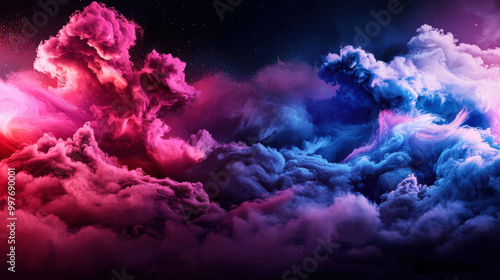 Vibrant clouds in pink and blue tones