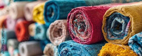 Zero-waste textile production with fabric scraps being repurposed into new products, zero-waste fabric, sustainable textile recycling photo