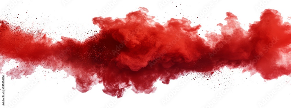 Obraz premium Red smoke plume isolated on transparent background. 