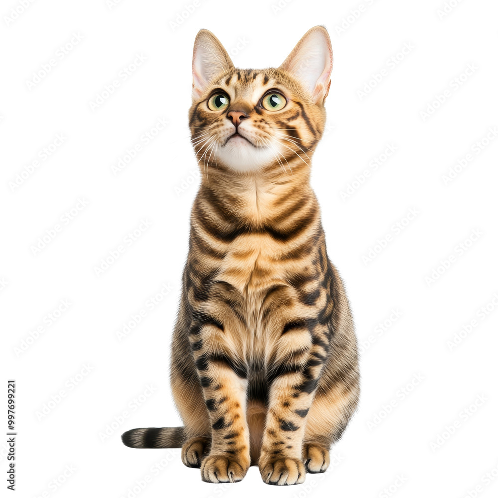 Fototapeta premium Cute Bengal Kitten Sitting and Looking Up