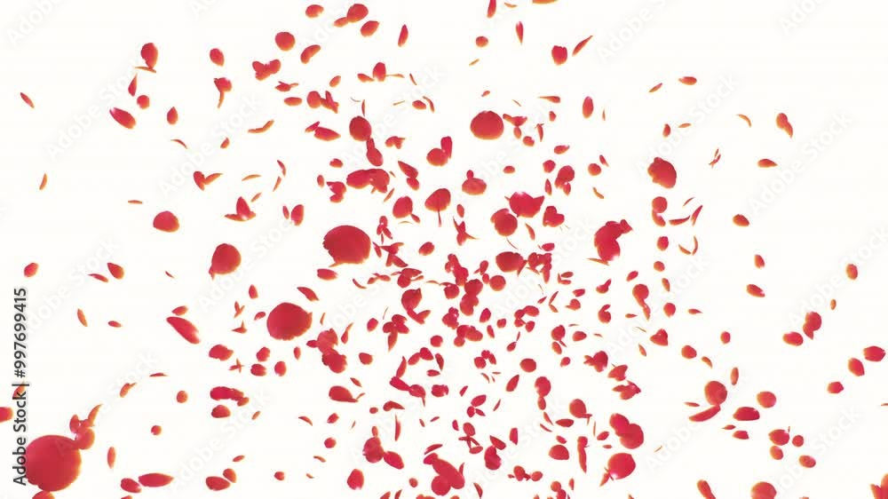 Red Rose Petals Burst on White Background. Blast of red rose petals on white background
Red Rose Petals Burst on White Background. Blast of red rose petals on white background