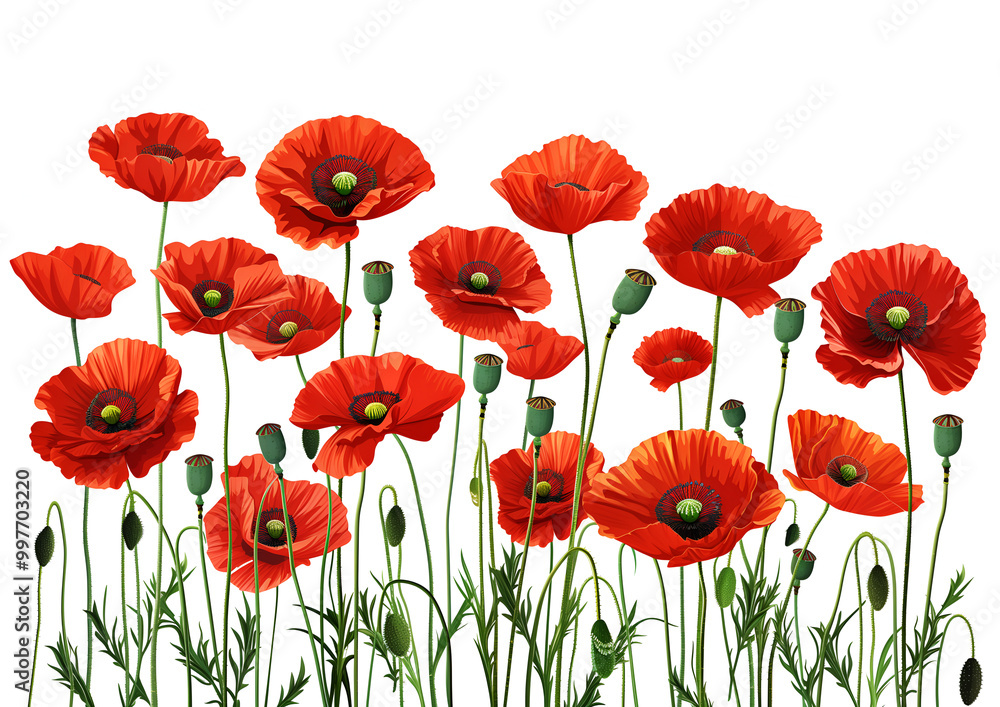 red poppies isolated on white red poppies isolated on white