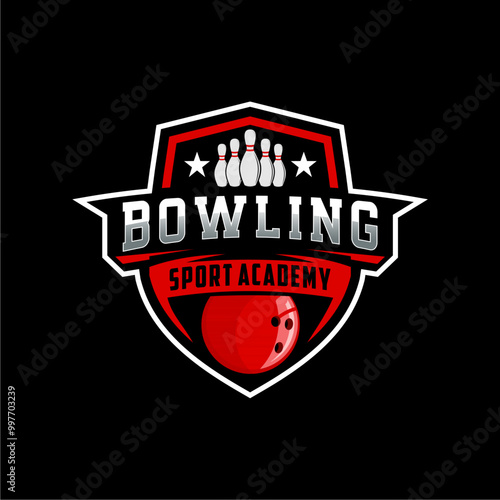 professional bowling club badge logo design