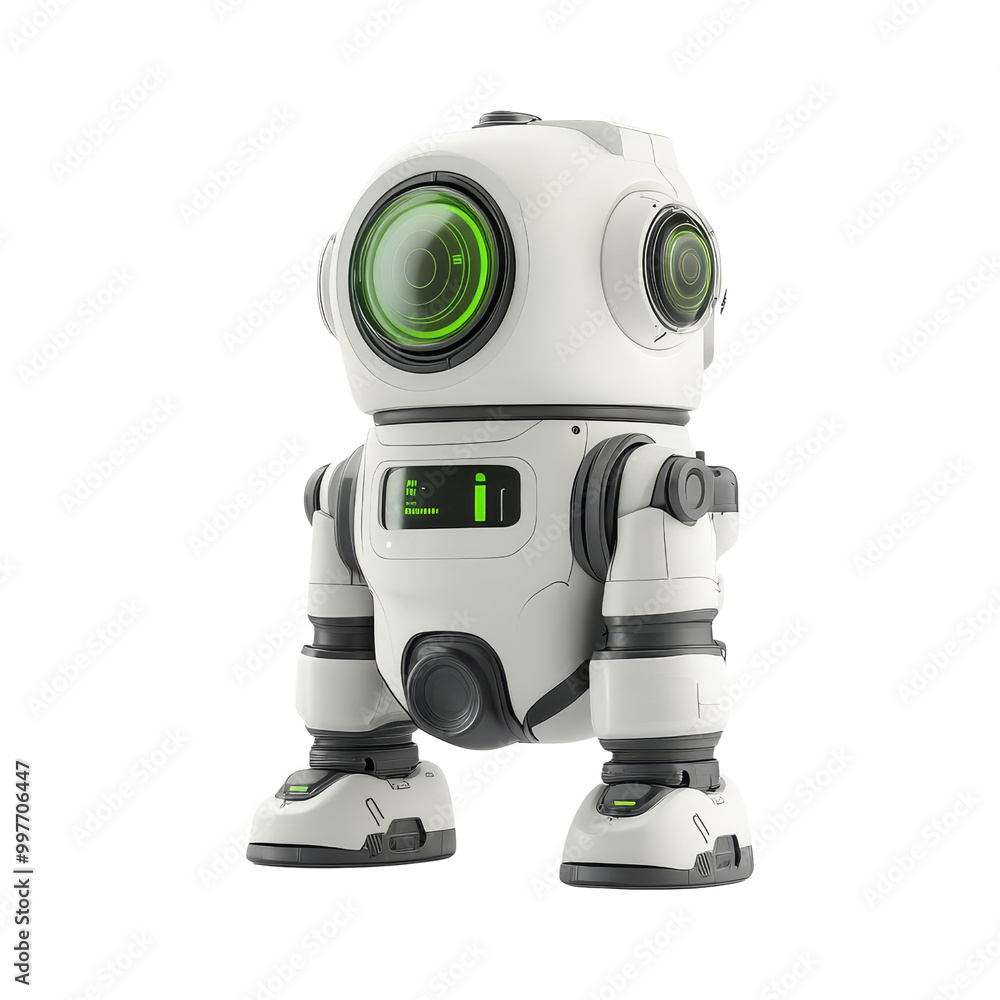 White Robot with Green Eyes White Robot with Green Eyes