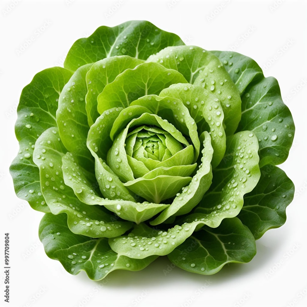 Fototapeta premium a head of green lettuce on a white background