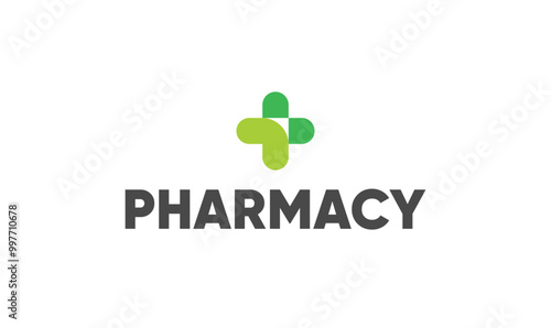 Pharmacy minimal logo design with health care and plus mark.