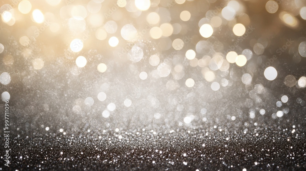 Abstract Black, White, and Gold Glitter Background with Bokeh Lights Abstract Black, White, and Gold Glitter Background with Bokeh Lights