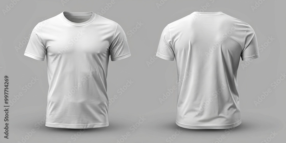 Clean White T-Shirt Blank Canvas Mockup on Gray Background for Design Showcase - Minimalist Apparel Product Photography with Soft Lighting Ideal for Branding and Customization Clean White T-Shirt Blank Canvas Mockup on Gray Background for Design Showcase - Minimalist Apparel Product Photography with Soft Lighting Ideal for Branding and Customization