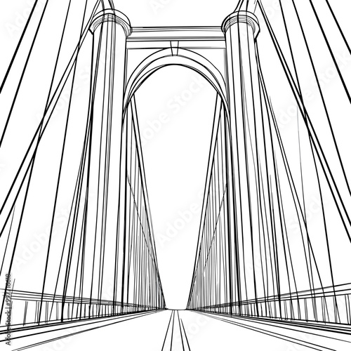 bridge coloring book isolated on white background