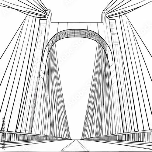 bridge coloring book isolated on white background