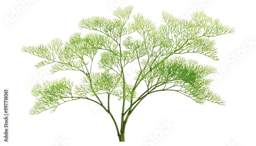 Elegant dogwood tree silhouette on pristine white backdrop