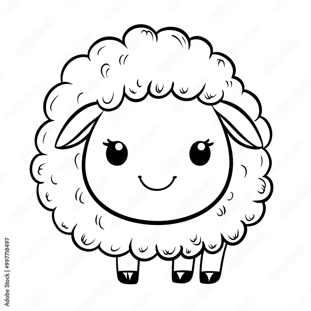 Fototapeta premium Sheep Isolated Coloring Page for Kids