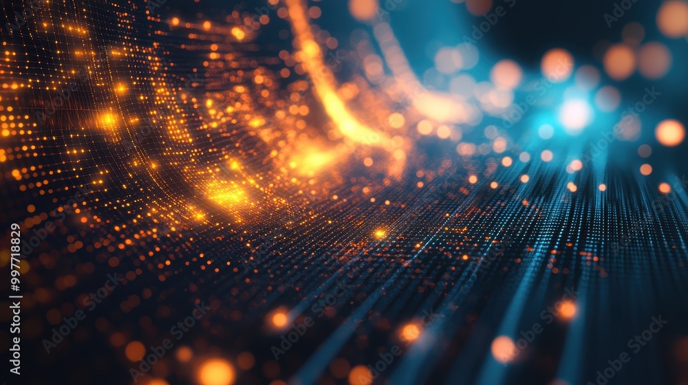 Abstract Grid with Orange and Blue Bokeh Lights Abstract Grid with Orange and Blue Bokeh Lights
