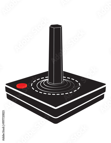 A minimalist vector of a classic Atari-style joystick, capturing the essence of retro gaming. Perfect for designs related to vintage video games, gaming history, or 1980s nostalgia.